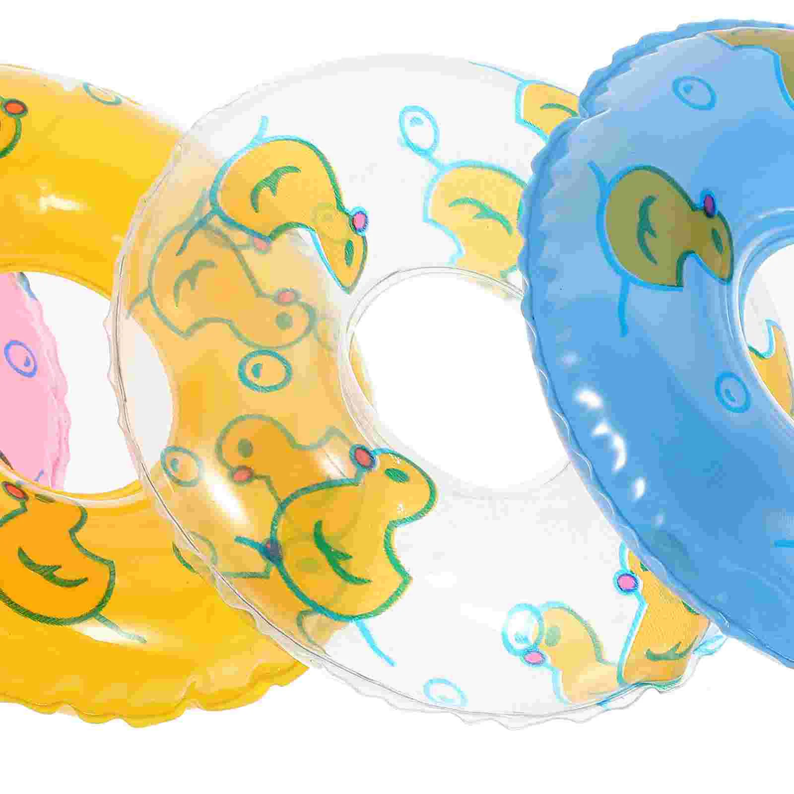 5 Pcs Duckling Swimming Ring Miniature Party Decoration House Ornaments Tiny Rings Cartoon Pvc