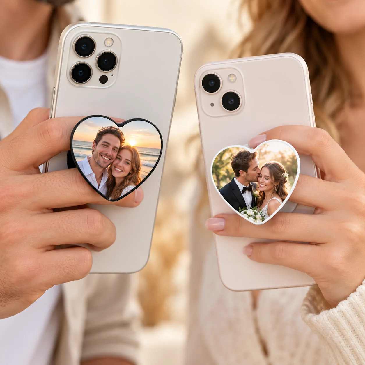 Personalised Photo Heart Shape Phone Holder,DIY Mobile Phone Stand for Holiday Accessory,Warmth Gift for Your Family & Friends