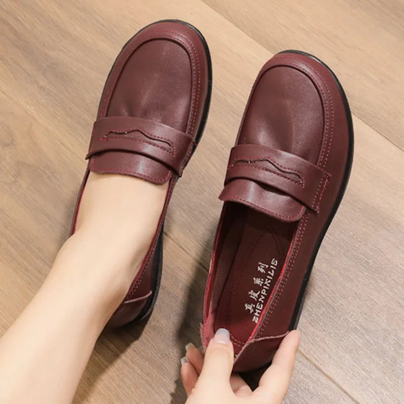 

Autumn Fashion Genuine Leather Loafers Women Flat Shoes Woman Soft Non-Slip Casual Shoes Female Breathable Work Shoes