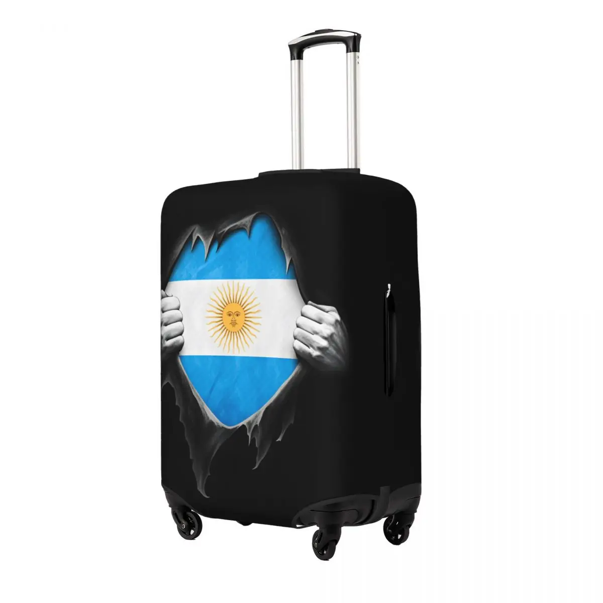 Tear Black Paper Reveal Argentina Flag Two Hands Suitcase Cover Fun Cruise Trip Protector Luggage Case Vacation