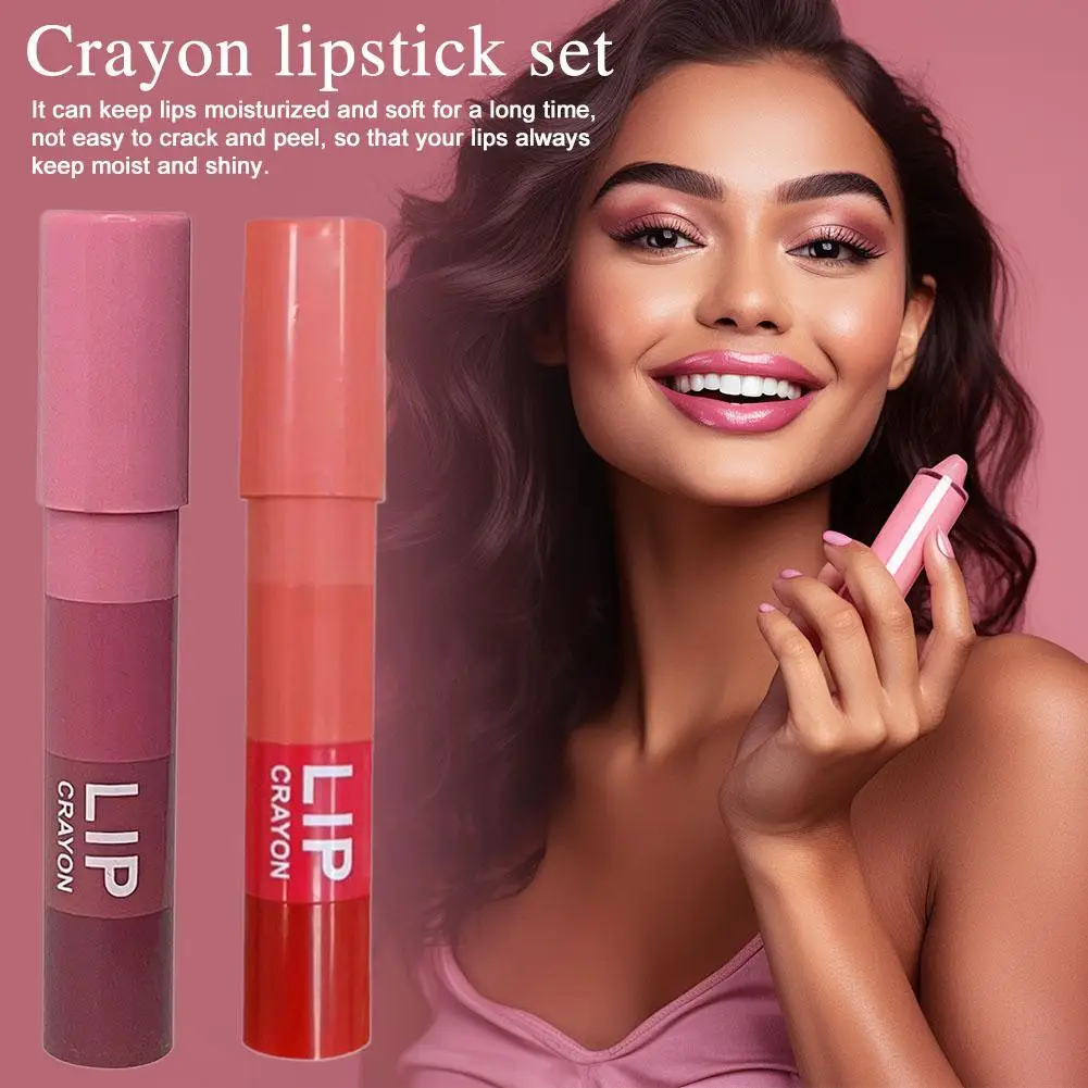 4 In 1 Matte Crayon Lipstick Set Long Lasting Waterproof Pen Velvet Kit Multicolour Lipstick Makeup Moisturizing Lipstick D8Z4