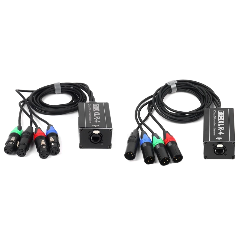 RJ45 To 4 Channel XLR Audio 3 Pin DMX Splitter For Snake Cable Network Extension For Stage Or Studio Recording