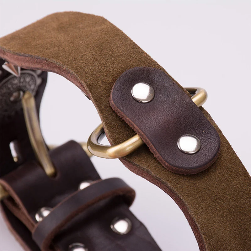 Collar de cuero resistente con púas para perros medianos y grandes - imagen 2
