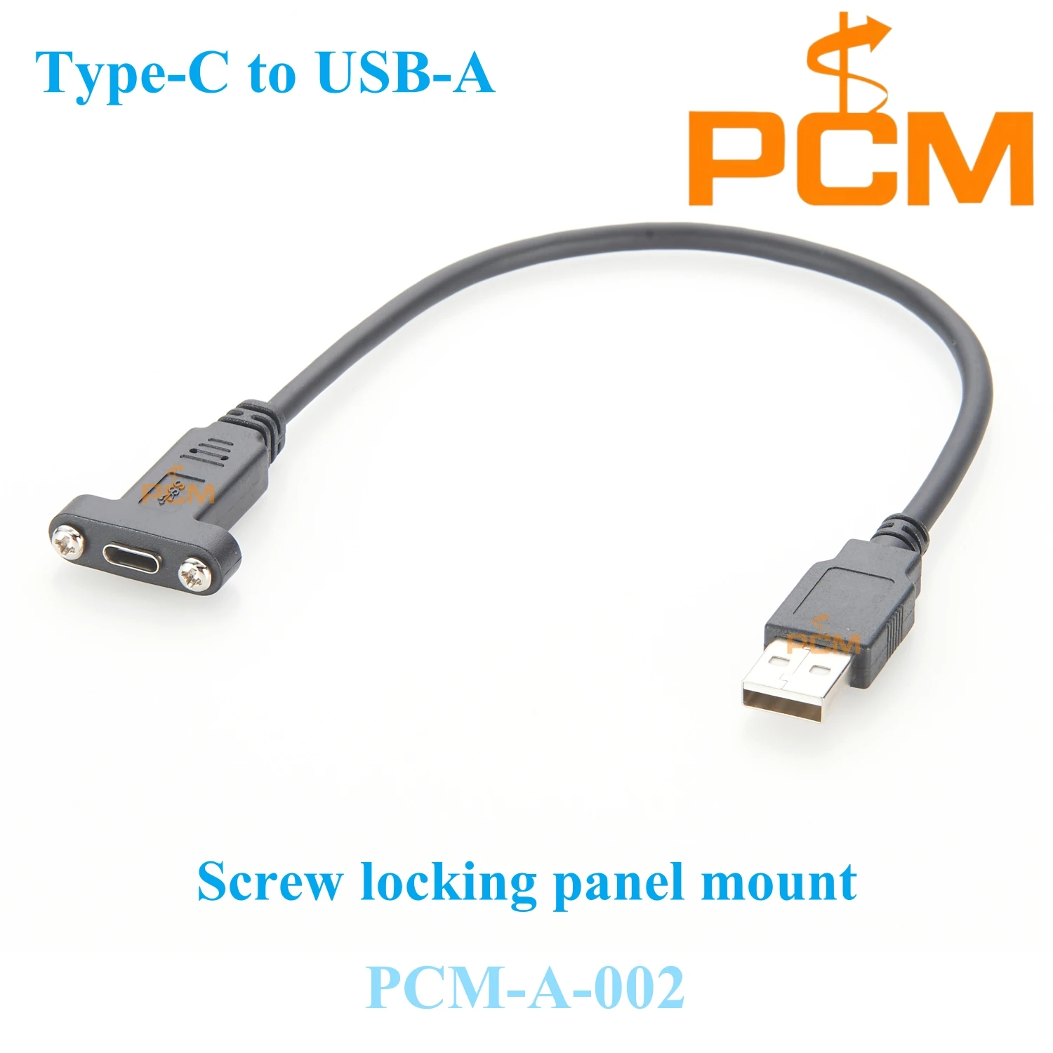 

Panel mount Type-C jack to USB A Male extension cable with screw lock Panel Mount USB-C Charging Data Cord for cabinet mount