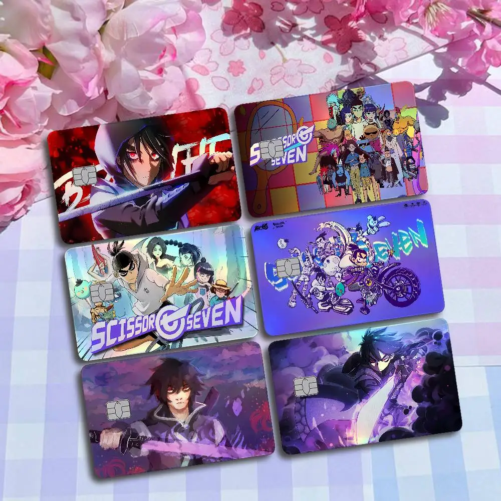Scissor Seven Laser Card Skin Stickers 4pcs/Set Waterproof Anti-Scratch Bank Card Protector Decal For Credit Cards