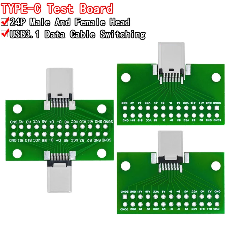 Conector USB 3,1, placa adaptadora tipo C, placa PCB, convertidor de cabeza macho hembra, placa de prueba de transferencia de 2*13P a 2,54 MM, módulo USB3.1