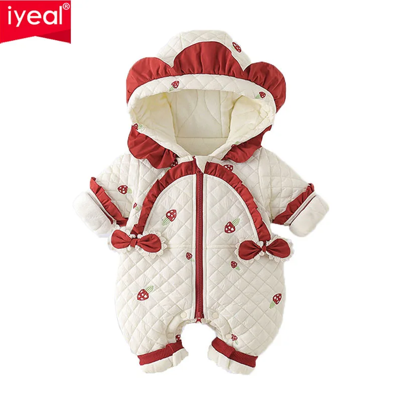 

IYEAL зимние теплые флисовые комбинезоны принцессы с капюшоном для маленьких девочек, новогодние комбинезоны для маленьких девочек, комбинезон для маленьких девочек