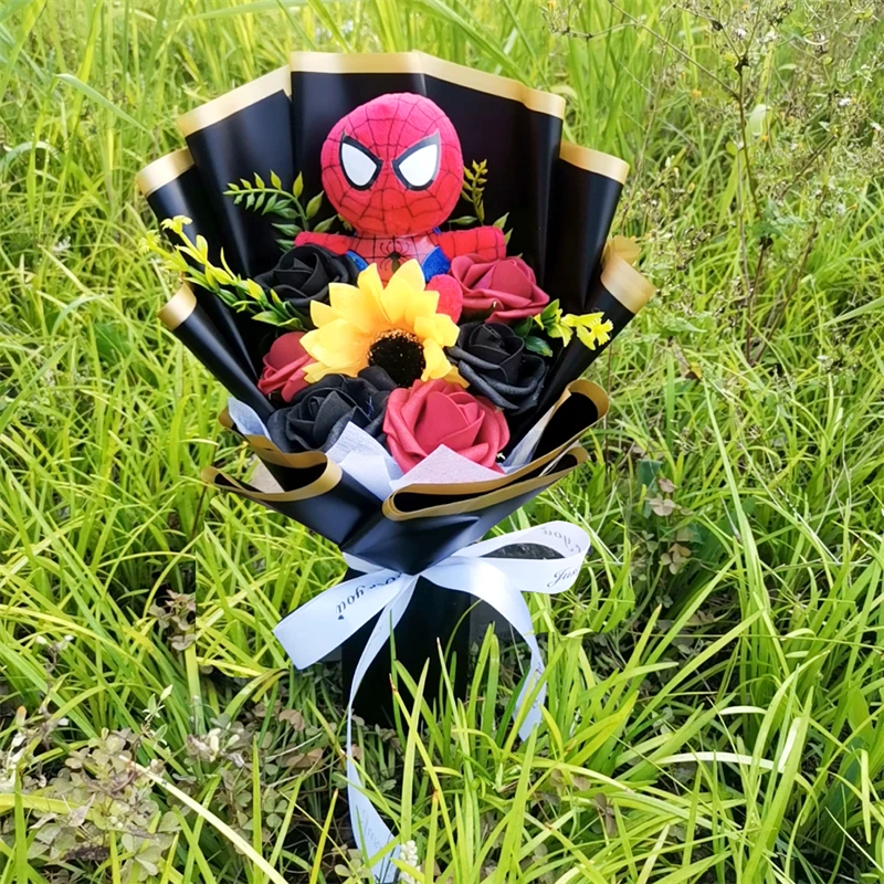 Spidermaned Plush Bouquet Movie Dolls Marvel Avengers Soft Stuffed Kids Christmas Major Holiday Valentine's Day Birthday Gifts