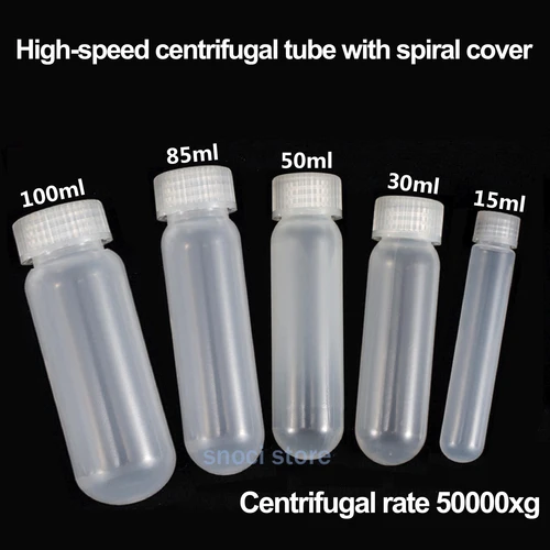 Tubo centrífugo de ultra alta velocidad 10ml 15ml 30ml 50ml 85ml 100ml Tubos de centrífuga de polipropileno, tubos de ensayo con tapas de rosca