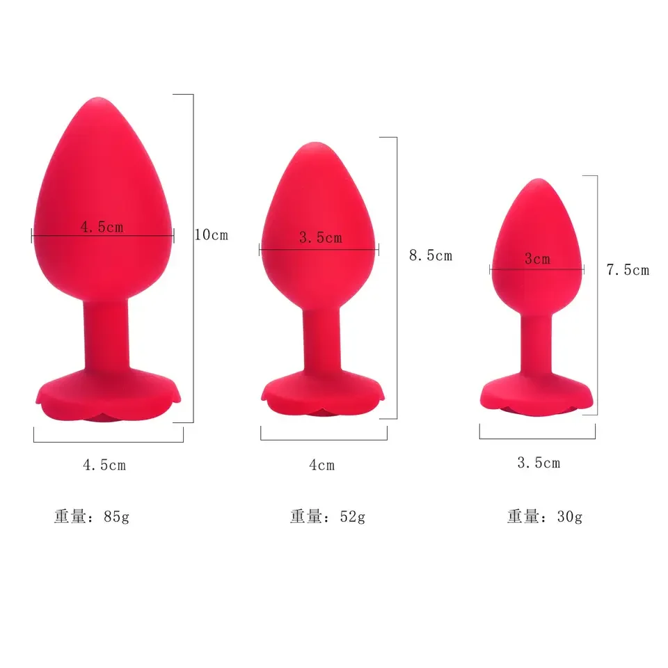 Rose Flower Silicone Anal Beads Butt Plug Set Small Medium Large Anal Plug Jewelry Anal Trainer Dildo Anus Sex Toy Men Women Gay view 6