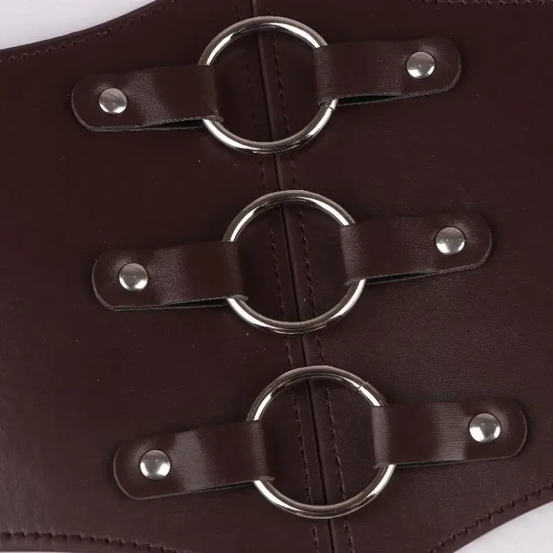 Cinto de espartilho gótico elegante, fivela tripla com rebite preto, cintura elástica waspie para mulheres punk, perfeito para casacos