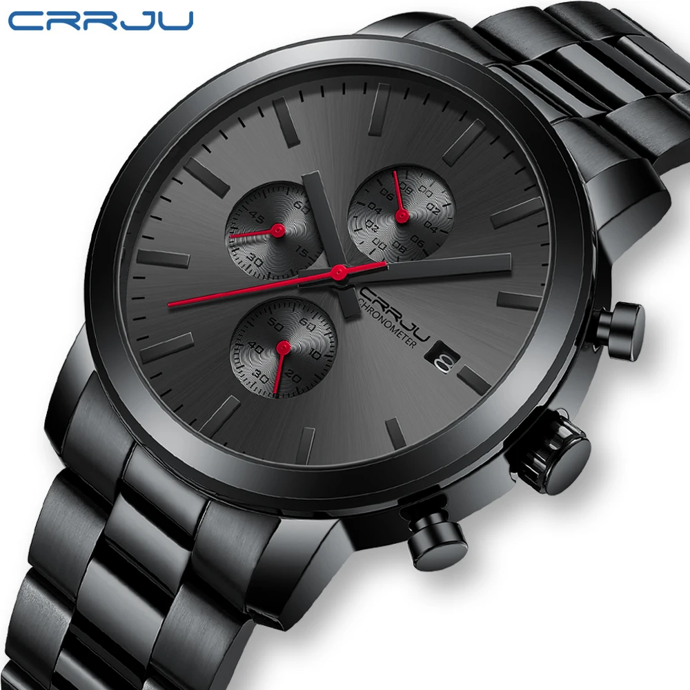 

CRRJU Luxury Man Watch High Quality Waterproof Chronograph Wristwatch Quartz Casual Clock relogio masculino