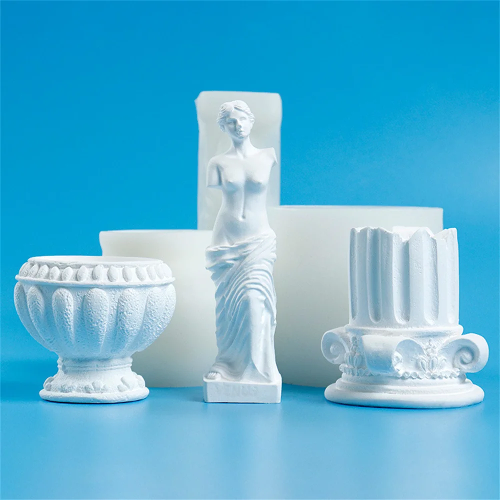 

Venus Statue Silicone Candle Mold Classic Roman Column DIY Aromatherapy Handmade Soap Candle Gypsum Epoxy Resin Silicone Mould