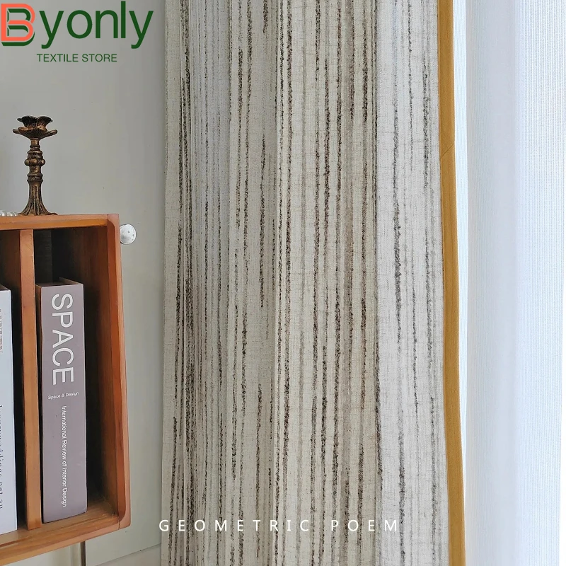 

Geometric Vertical Stripes Three-dimensional Chiffon Jacquard Thickened Curtains Custom Curtains for Living Room and Bedroom