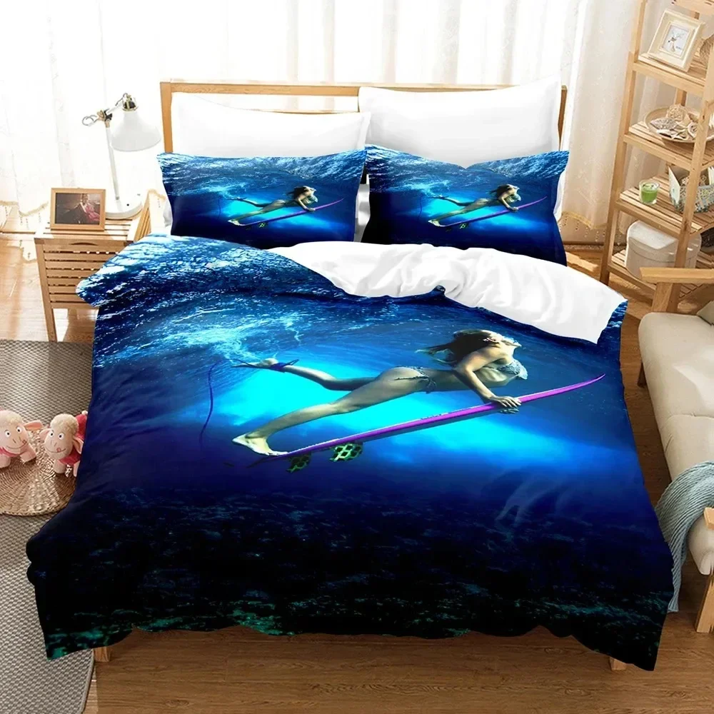 

Luxury New 3D Print surf On The Sea Bedding Sets Duvet Cover Set With Pillowcase Twin Full Queen King Bedclothes Duvet Cover