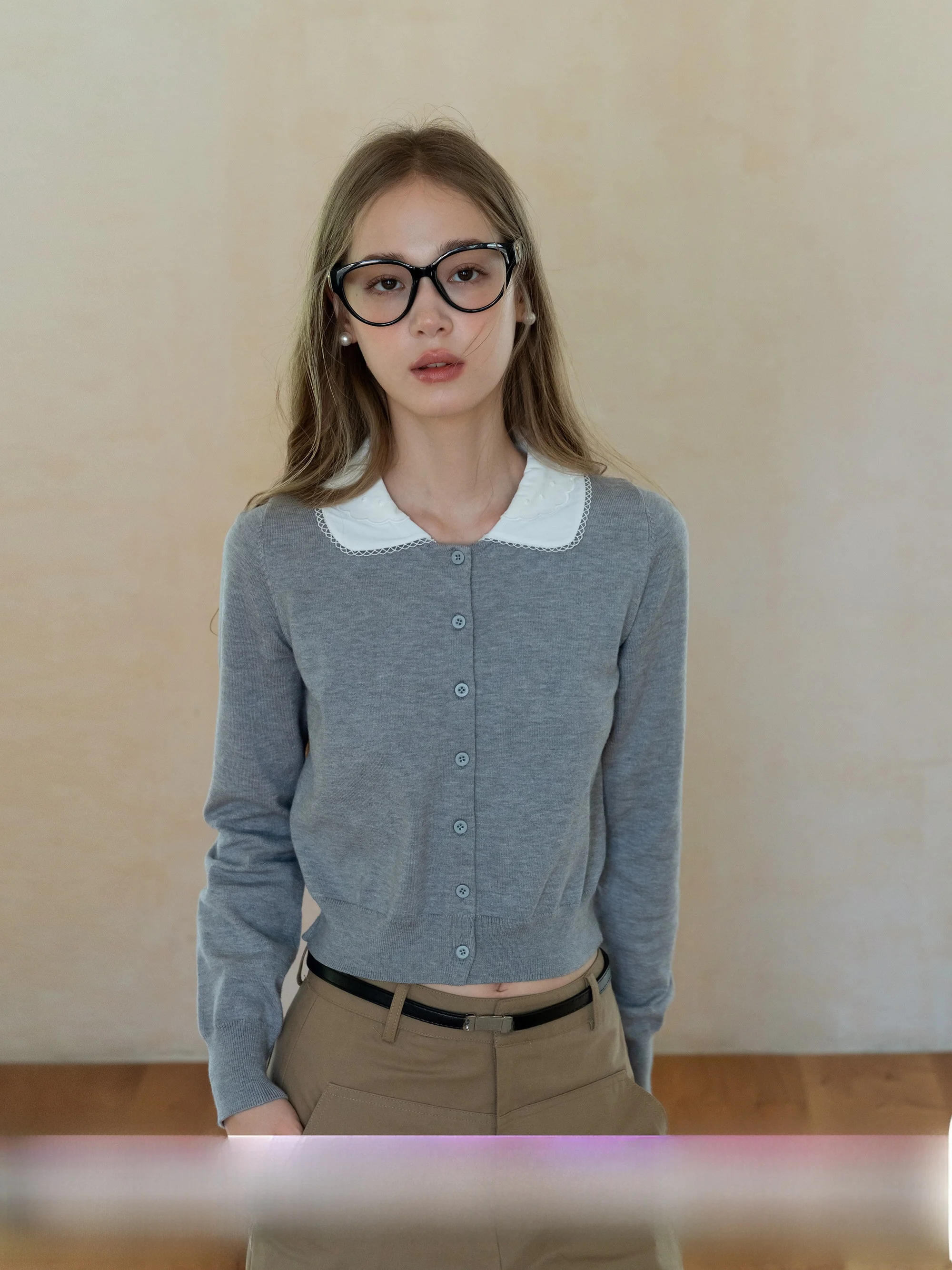 

EGGKA Color Block Collar Knitted Open Cardigan Loose Fit Casual Style Women's Fashion Slimming Top Straight Tube Shape Long S...