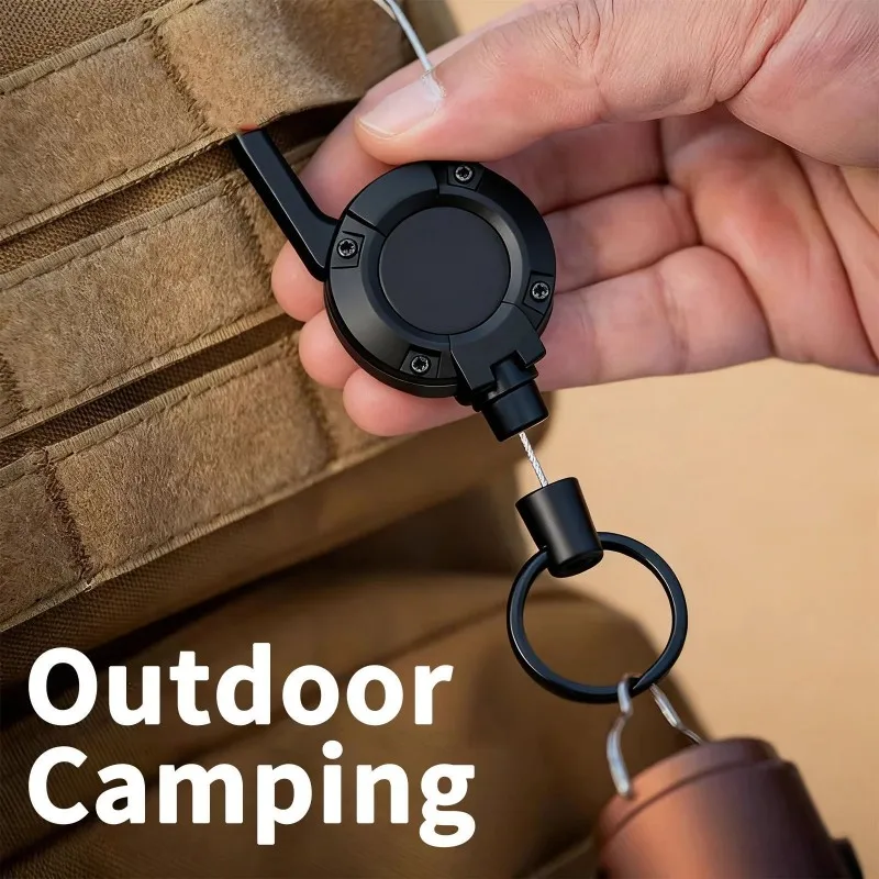 Heavy-Duty Extendable Keychain With 23.62 inch Steel Wire Rope - Tactical Climbing Buckle, Anti-Theft Multifunctional Tool