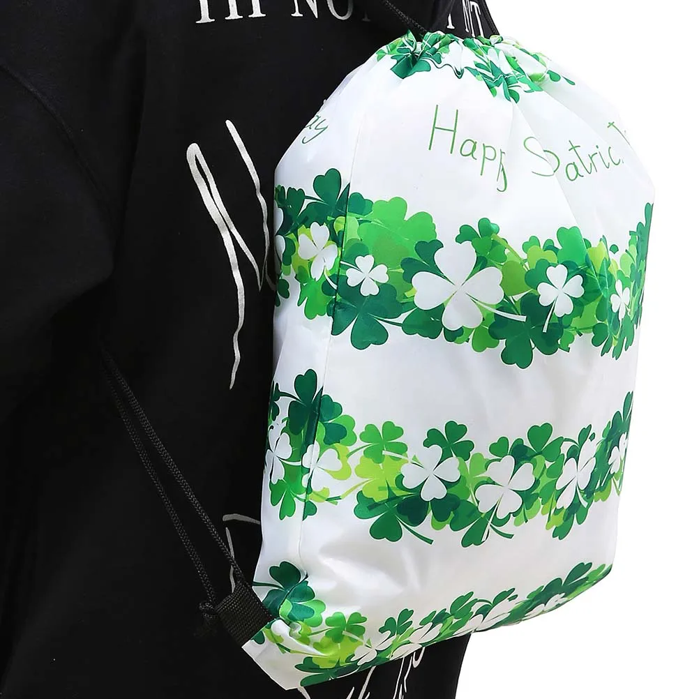 

Christmas Drawstring Backpack Festival Bag Four Leaf Storage Reusable Gift Quality Kids Toys Clothes Shoes