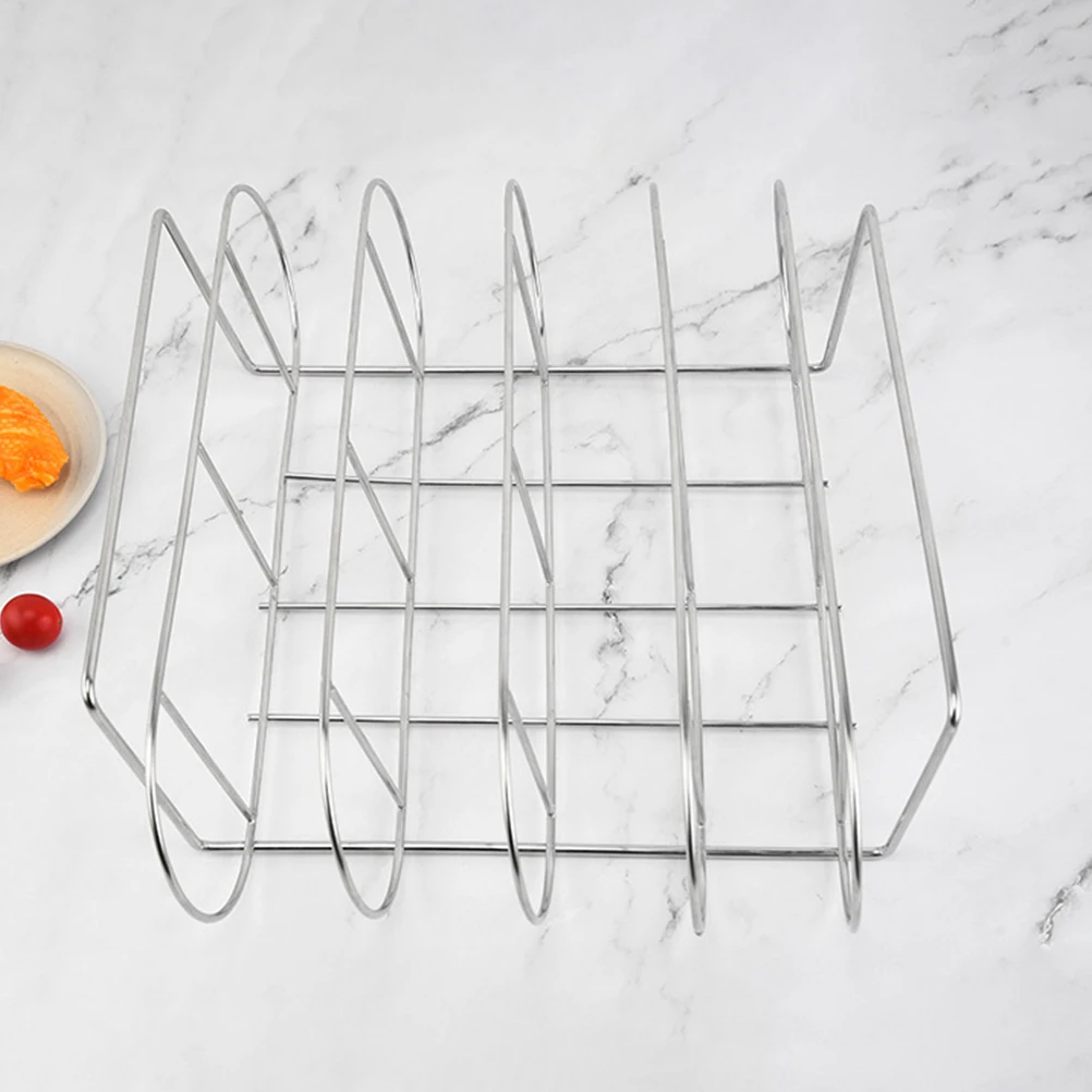 

Stainless Steel BBQ Rack for Ribs Roasts Chickens Home Picnic Smooth Surface Easy Clean Portable Beef Shelf Grill Burner