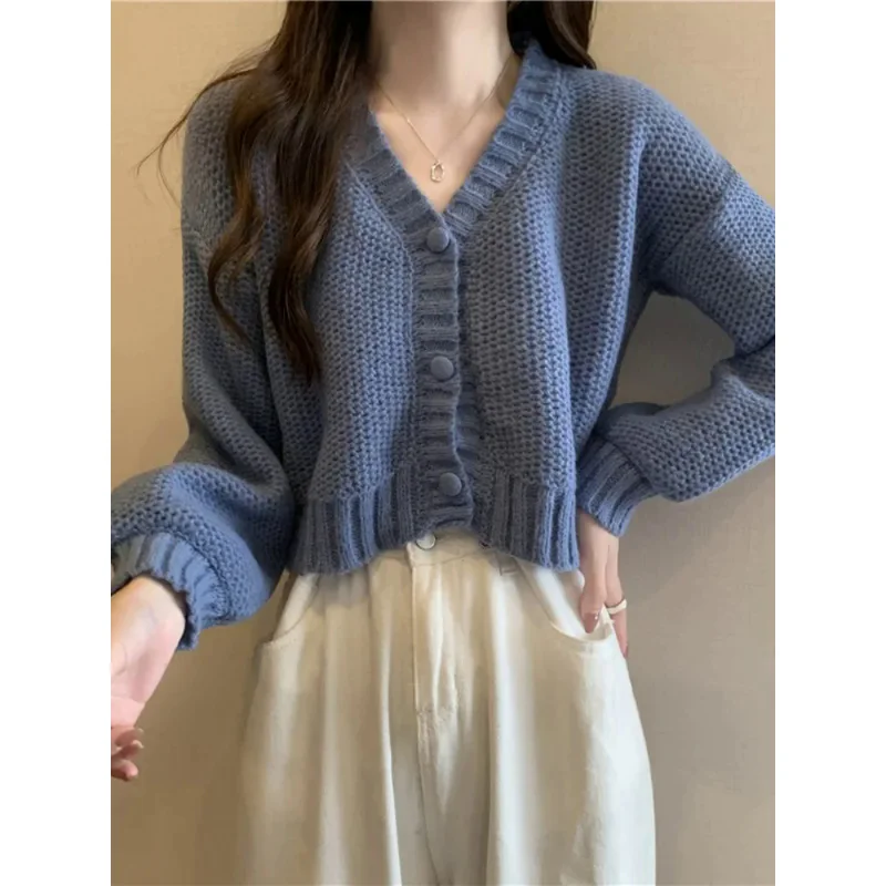 Women sweater cardigans V-neck button up casual knit sweet cardigan coat for woman 2024 Autumn Winter