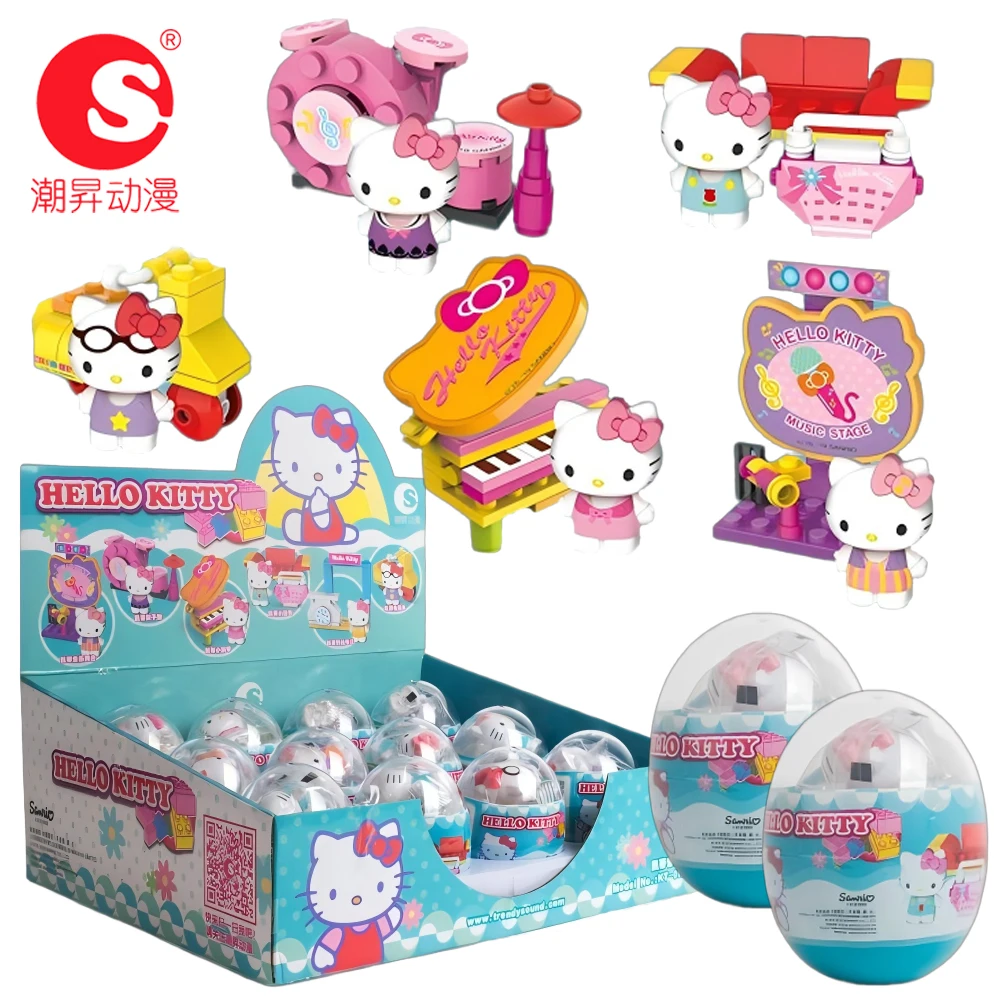 

Genuine Sanrio Hello Kitty Gashapon Blind Box 2nd Music Party Collection Cute Cartoon Blocks Car Ornament Perfect Gift for Girls