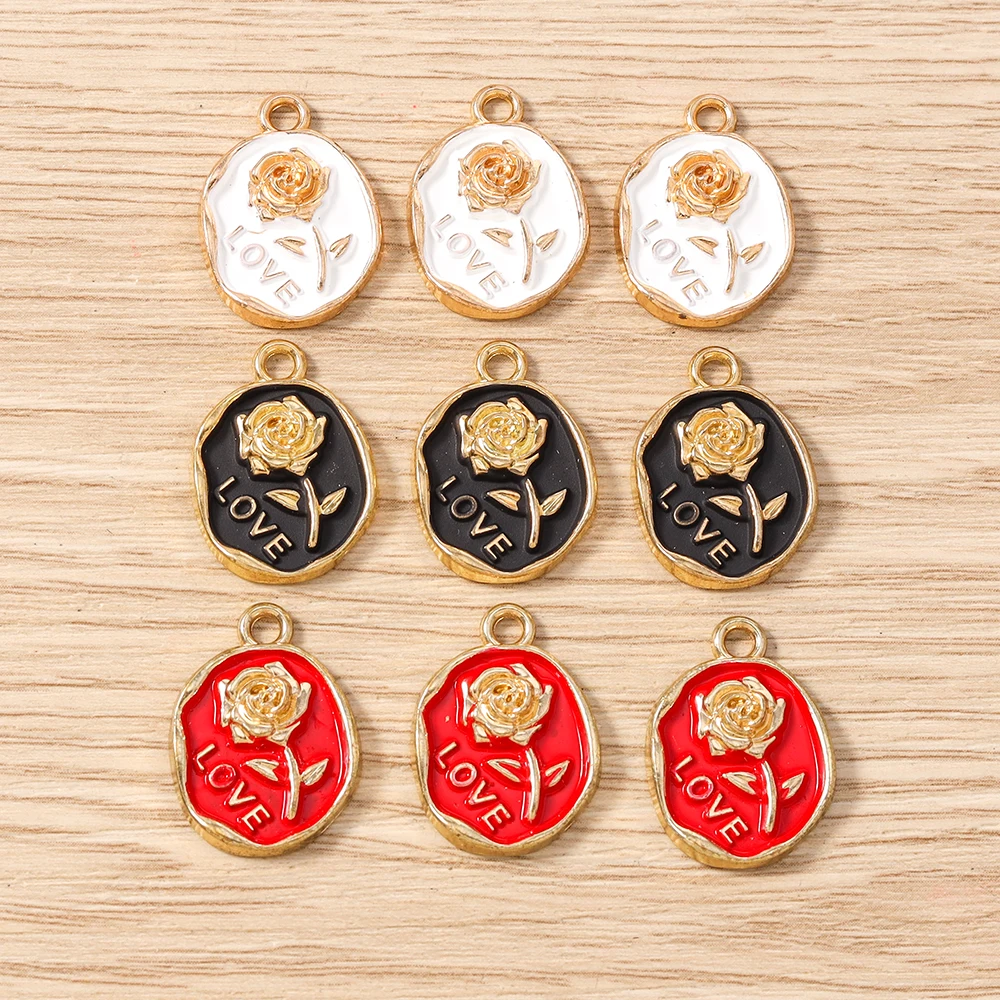 Tusember 10 Stück Emaille Cartoon Hübsche Blumen-Anhänger Niedliche Blumen-Charms für Halsketten, Ohrringe, Armbänder, Schmuckherstellung, Basteln – Detail 18