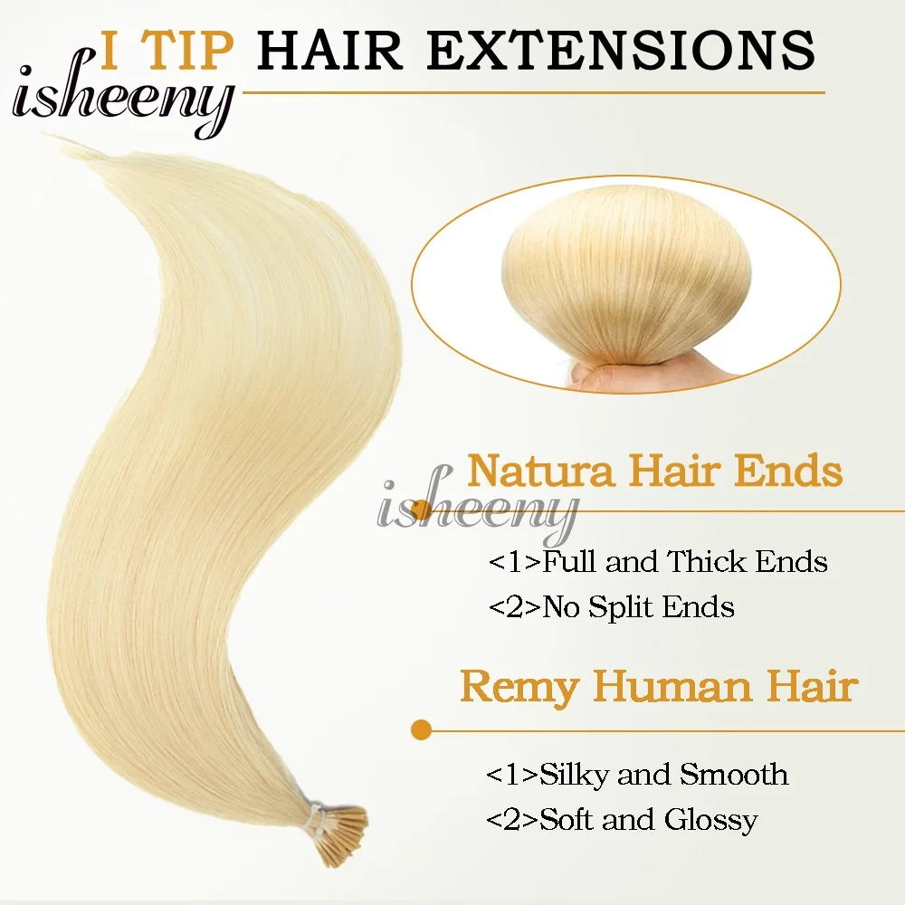 Remy Keratin I Tip Human Hair Extensions 12 16 20 Inch 30G 50 Strands Per Pack Natural Straight Hair For Caucasian Women