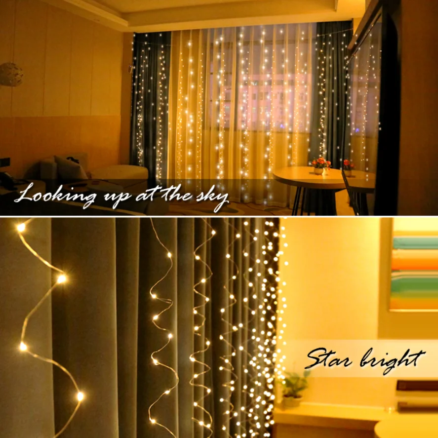 USB 3M LED Curtains Festoon Led Light Garlands Christmas Lights Christmas Decorations 2022 String Lights New Year Street Garland