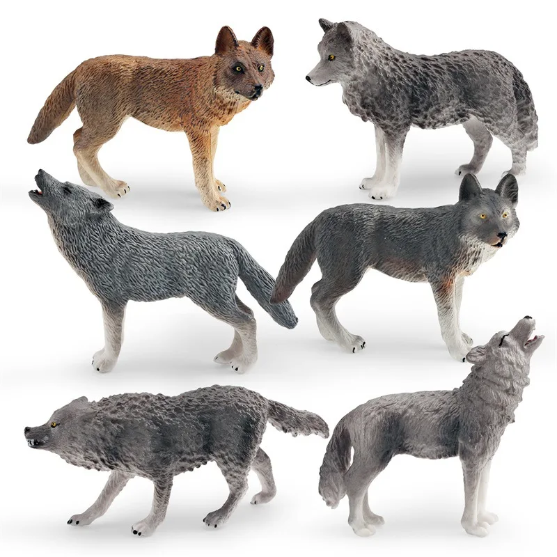 Animal World Roaring Wolf Little Grey Wolf Arctic Wolf Children's Cognitive Model Static Decorative Toys home accessories