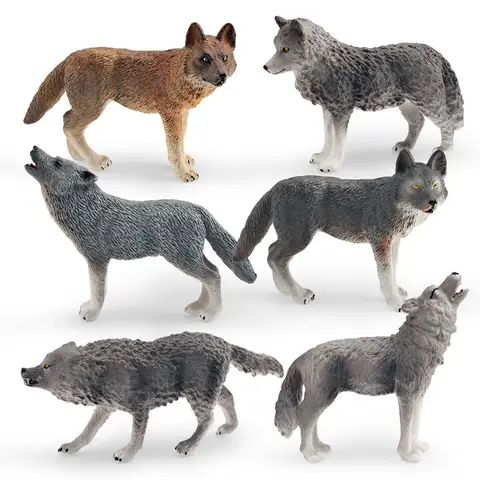 Animal World Roaring Wolf Little Grey Wolf Arctic Wolf Children's Cognitive Model Static Decorative Toys home accessories