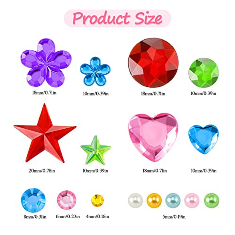 5 Sheets Gem Rhinestones for Crafts Self Adhesive Jewel Sticker Bling Stick on Gems DIY Face Makeup Reward Stickers For Teachers