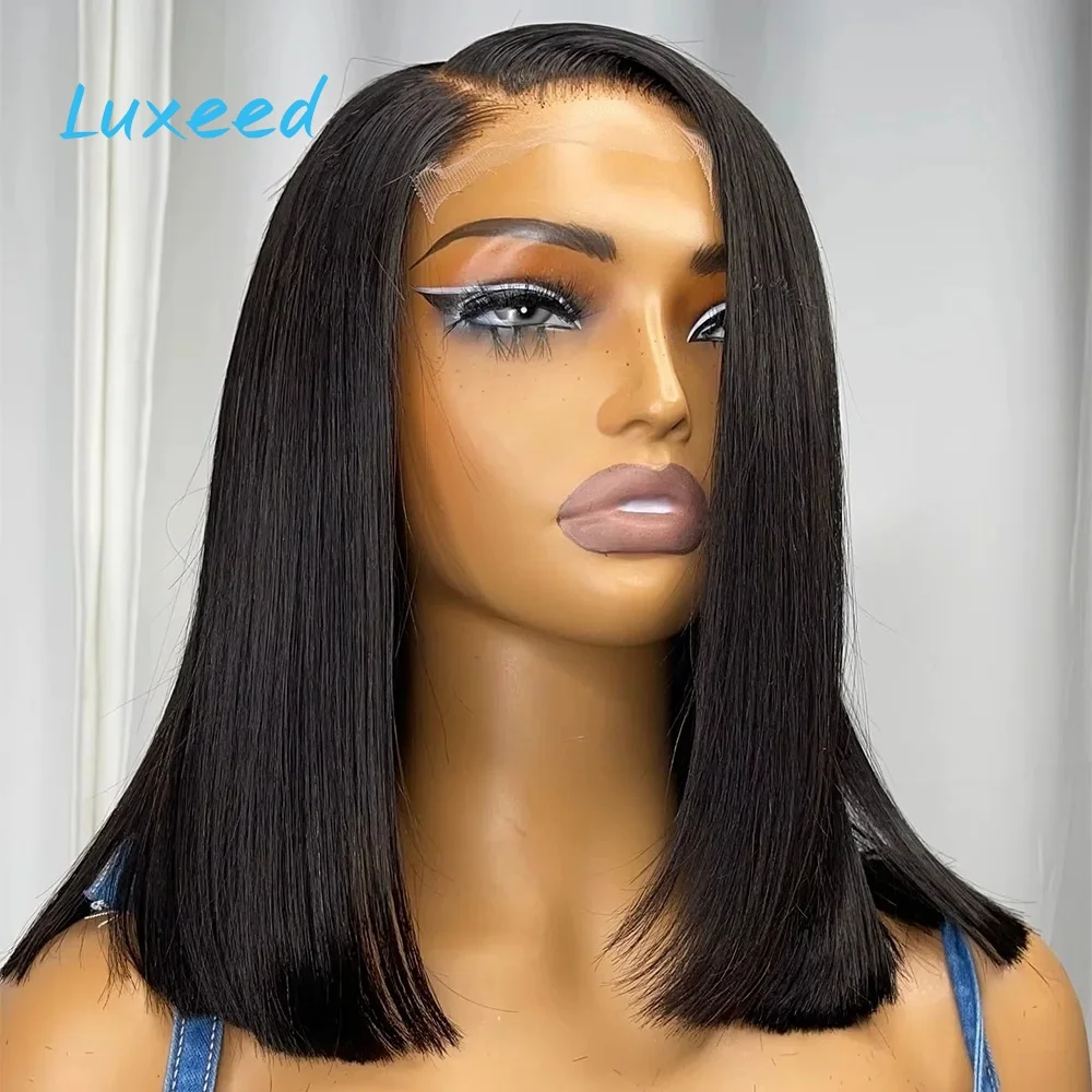 

Pre Plucked Lace Frontal Straight Bob Wigs Brazilian 100% Human Hair 4x4 Transparent Lace Front Short Wig For Women 12 14 Inch
