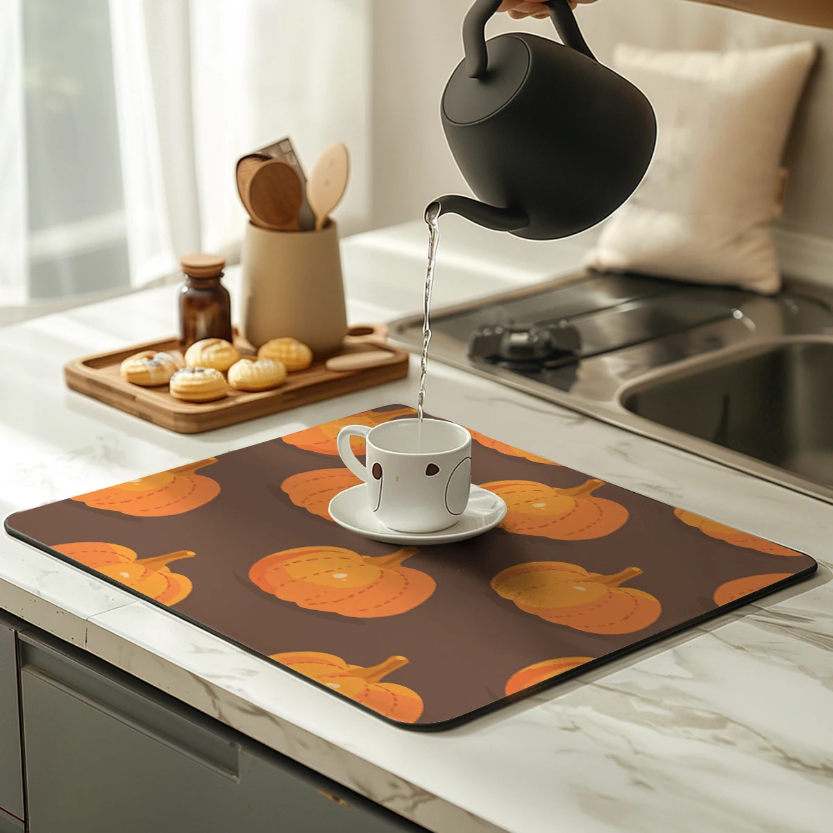 Kitchen Drying Mat Skeleton Dry Coffee Mat Absorbent  Placemat Anti Slip Table Cup Drying Mats Table Decoration Accessories