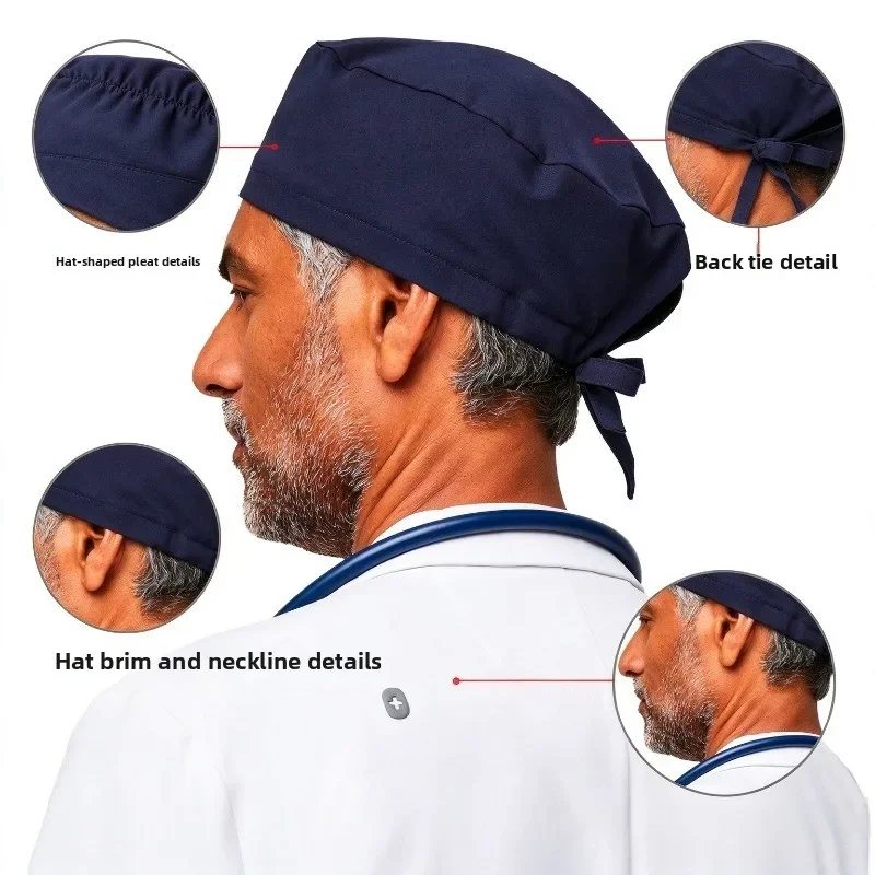 Adjustable Tie Back Scrub Cap Soft Breathable Medical Work Head Cover Reusable Surgical Hat For Nurse Hospital Staff