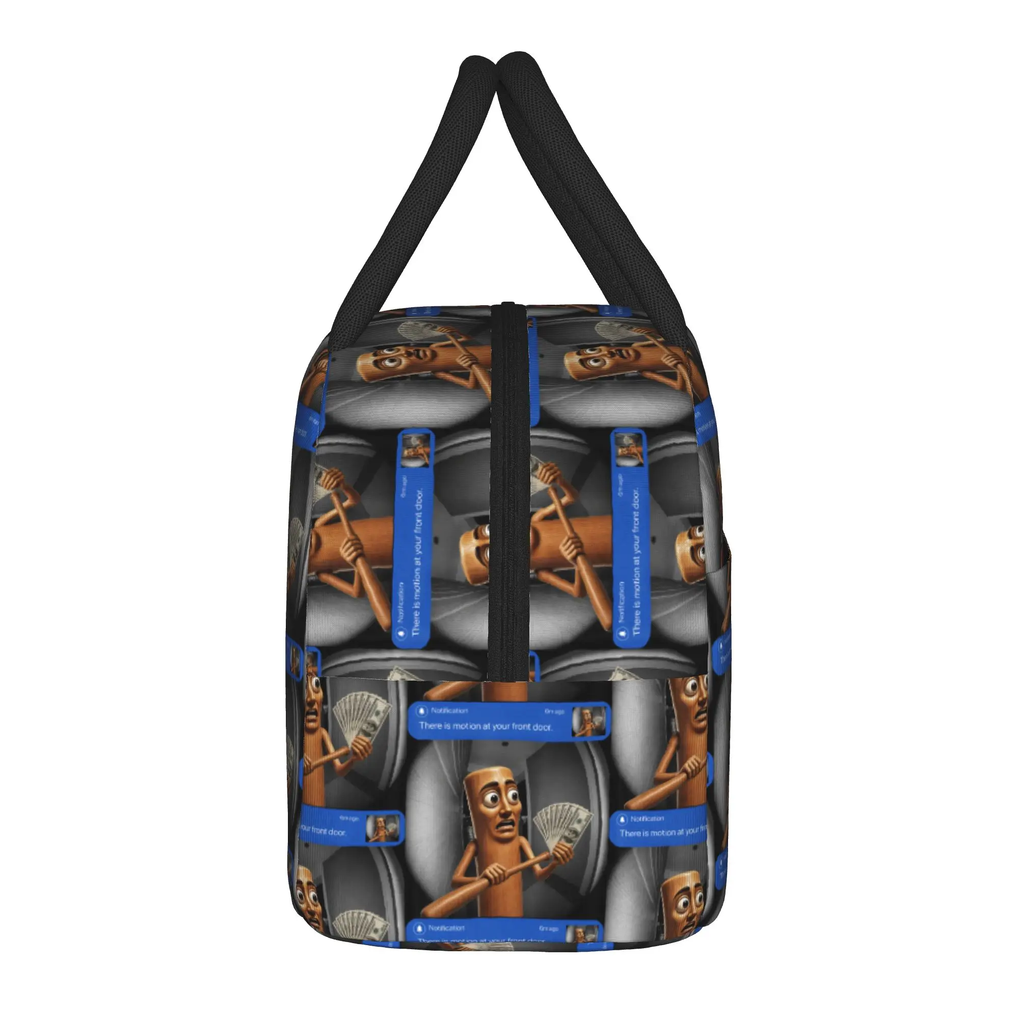 There is Motion At Your Front Door Tung Sahur Meme Lunch Bag Casual Lunch Box Outdoor Picnic Portable Zipper Tote Food Bags