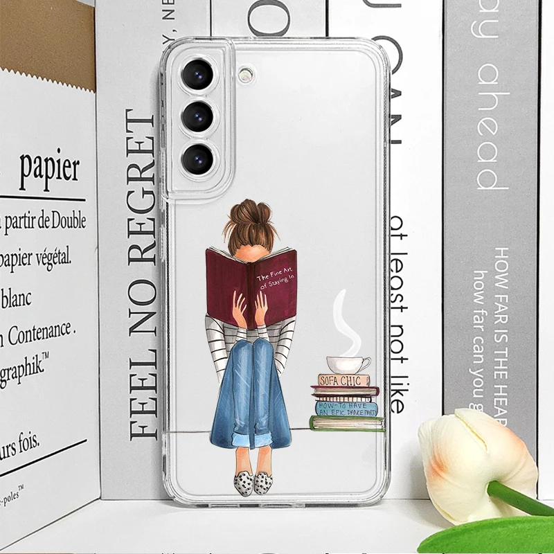 قراءة كتاب موضة فتاة القهوة واضح قضية الهاتف لموتورولا موتو إيدج 40 برو G72 G73 G71 G60 G22 G53 G52 G32 G9 زائد غطاء ناعم