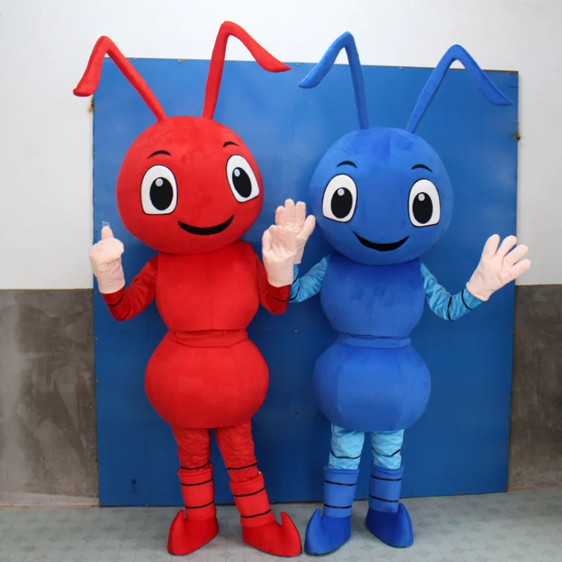 

Ant Mascot Costume Halloween Performance Props Plush Head Cover Red and Blue Outfit