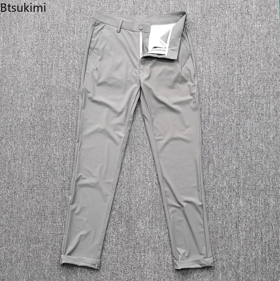 Spring Summer Men Slim Fit Business Pants High-quality Four Sided Elastic Iron Free Thin Suit Pants Fashionable Casual Trousers