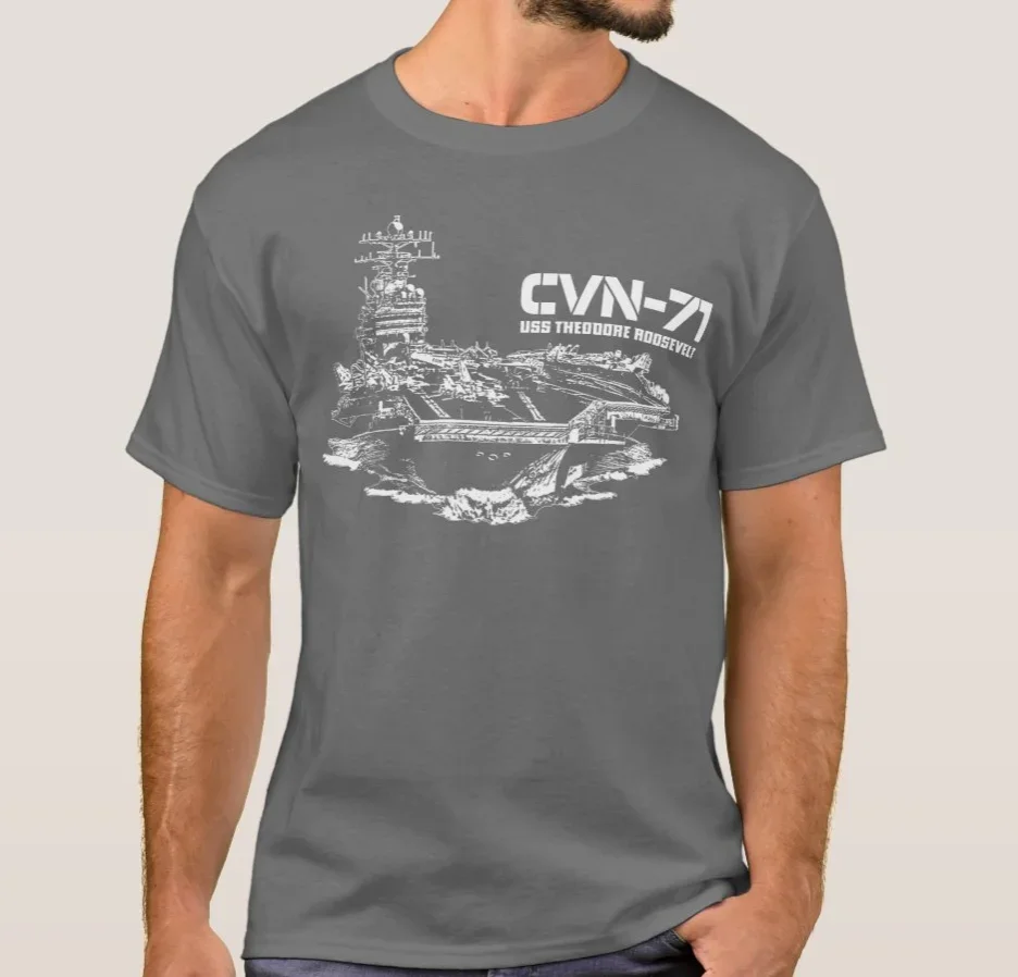 Nimitz Class USS Theodore Roosevelt CVN-71 Aircraft Carrier T-Shirt 100% Cotton O-Neck Short Sleeve Summer Casual Mens T-shirt