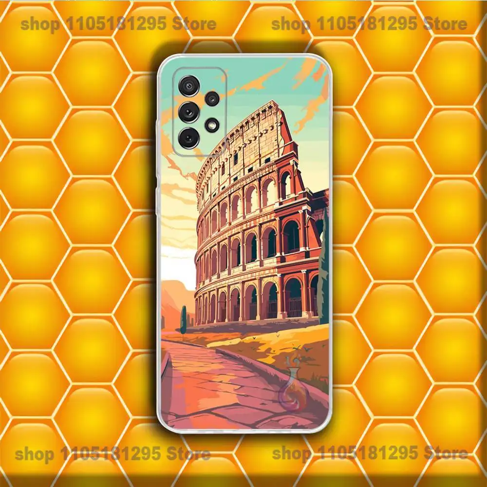 Italy Rome City Travel Phone Case For Samsung S30,23,21,22,20 FE lite,S10,9,PIus Note20ultra Soft Transparent