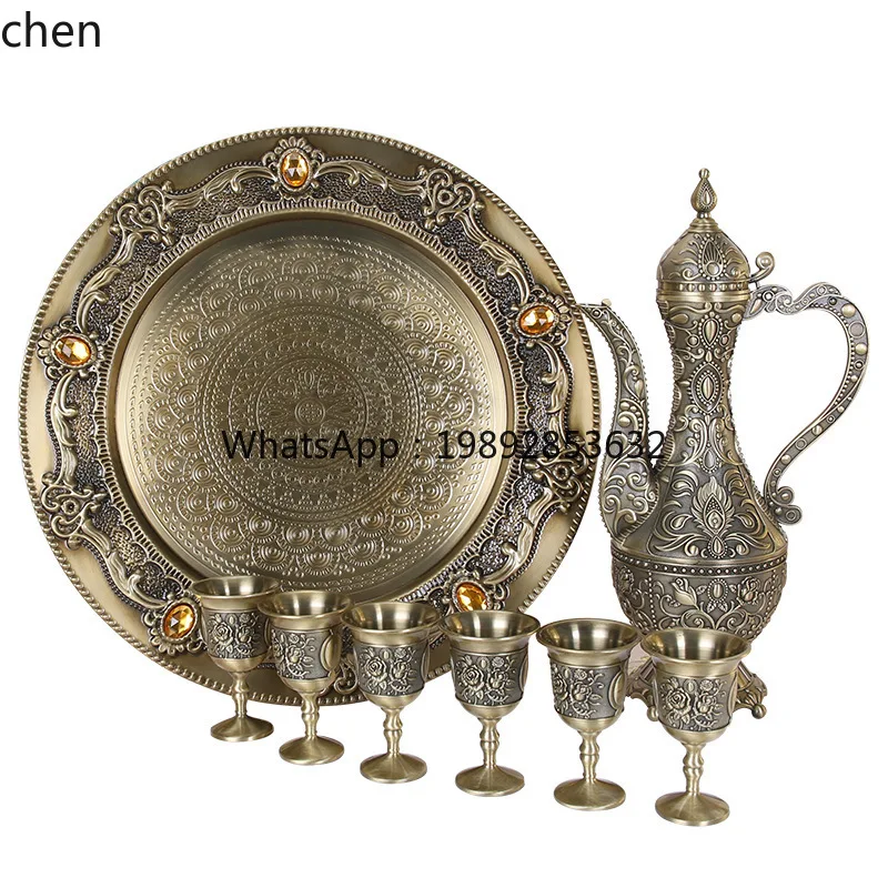 YFY  High-End Bronze Wine Set Wine Glass Crafts Decoration Classic Wine Glass Ornament for Home Use
