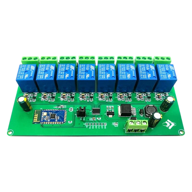 8 Channel BT Relay Module 5V/DC7-28V Power Supply Mobile APP Remote Control Switch 10A 250VAC 30VDC UART Debug Port Relay Module