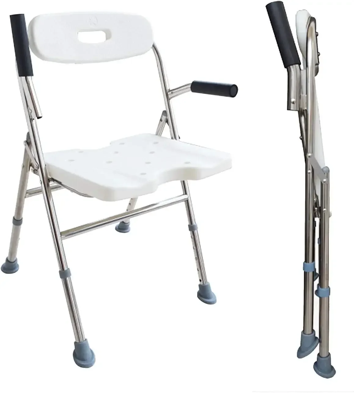 Assis Medical Shower Bath Seat Adjustable Shower Chair Portable Bath Seat Shower Chair Seat Bench for Seniors Disabled Injured w