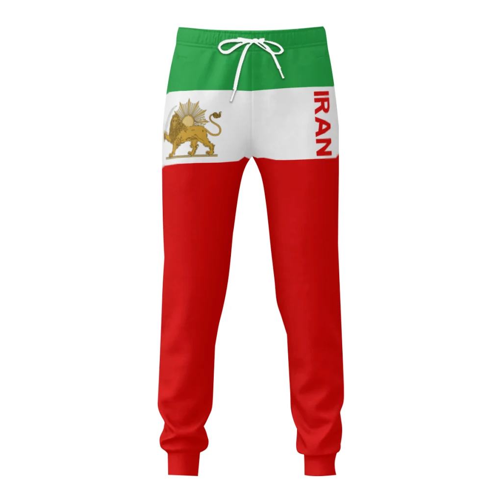Mens Sweatpants Emblem of Iran Sun and Lions Flag Pants with Pockets Joggers Soccer Football Sports Sweat With Drawstring