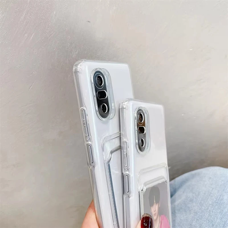 حافظة بطاقات عصرية محفظة شفافة لهاتف OPPO A53 A53S A54 A54S A55 A56 A57 A57S A57E A58 غطاء هاتف جيب شفاف للصور