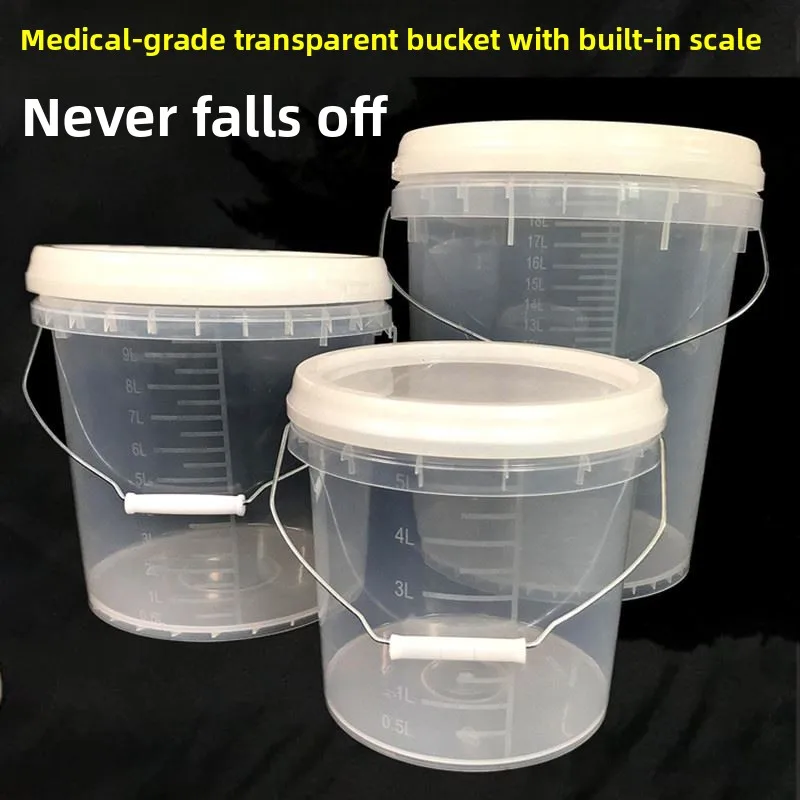 

Transparent Plastic Bucket with Scale 20L 10L 5KG 2L 3 Sizes Measuring Water Bucket with Lid Medical Disinfection Bucket