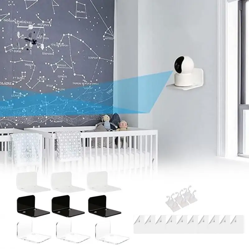 

Acrylic Small Wall Shelf Set Of 3 For Security Cameras Speakers Baby Monitors & More Universal Adhesive Shelf STorage Holders