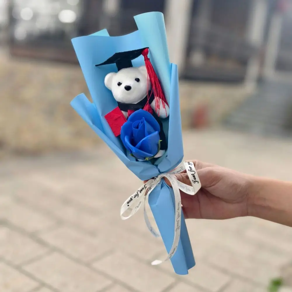 New Plush Toy Graduation Bear Bouquet Gift Stunning Sunflower Soap Bouquet Chic Doctor Bear Bouquet Valentine'S Day