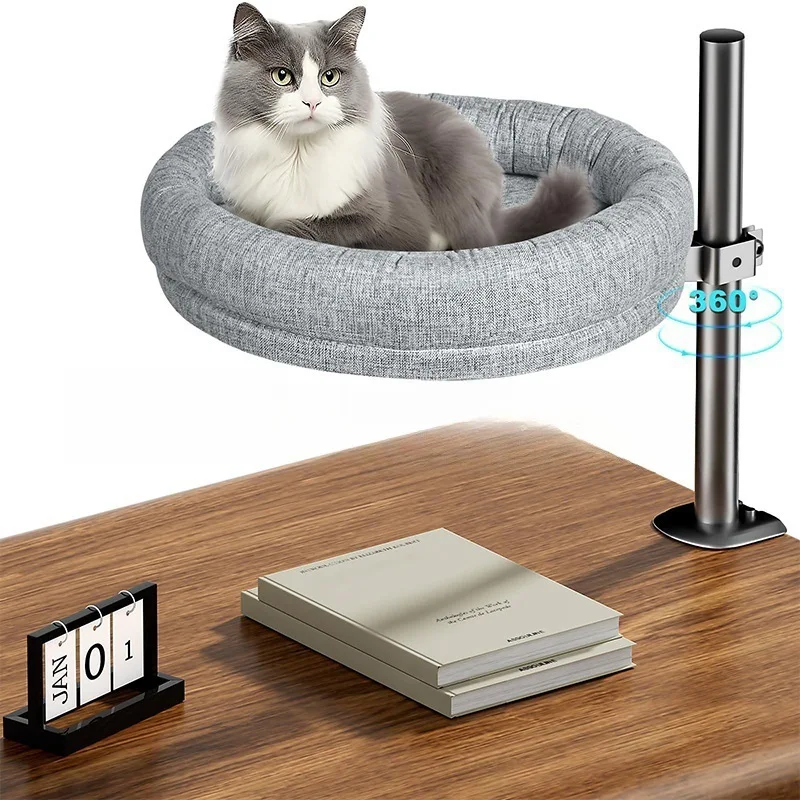 Cat table bed Cat nest Round cat bed Cat's desk Cat 360 ° rotation Adjustable height