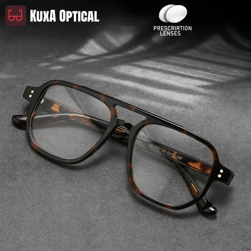 

KUXA черепаховые ацетатные мужские очки по рецепту, близорукость, дальнозоркость, прогрессивные линзы для чтения, оптический рецепт, фотохромные